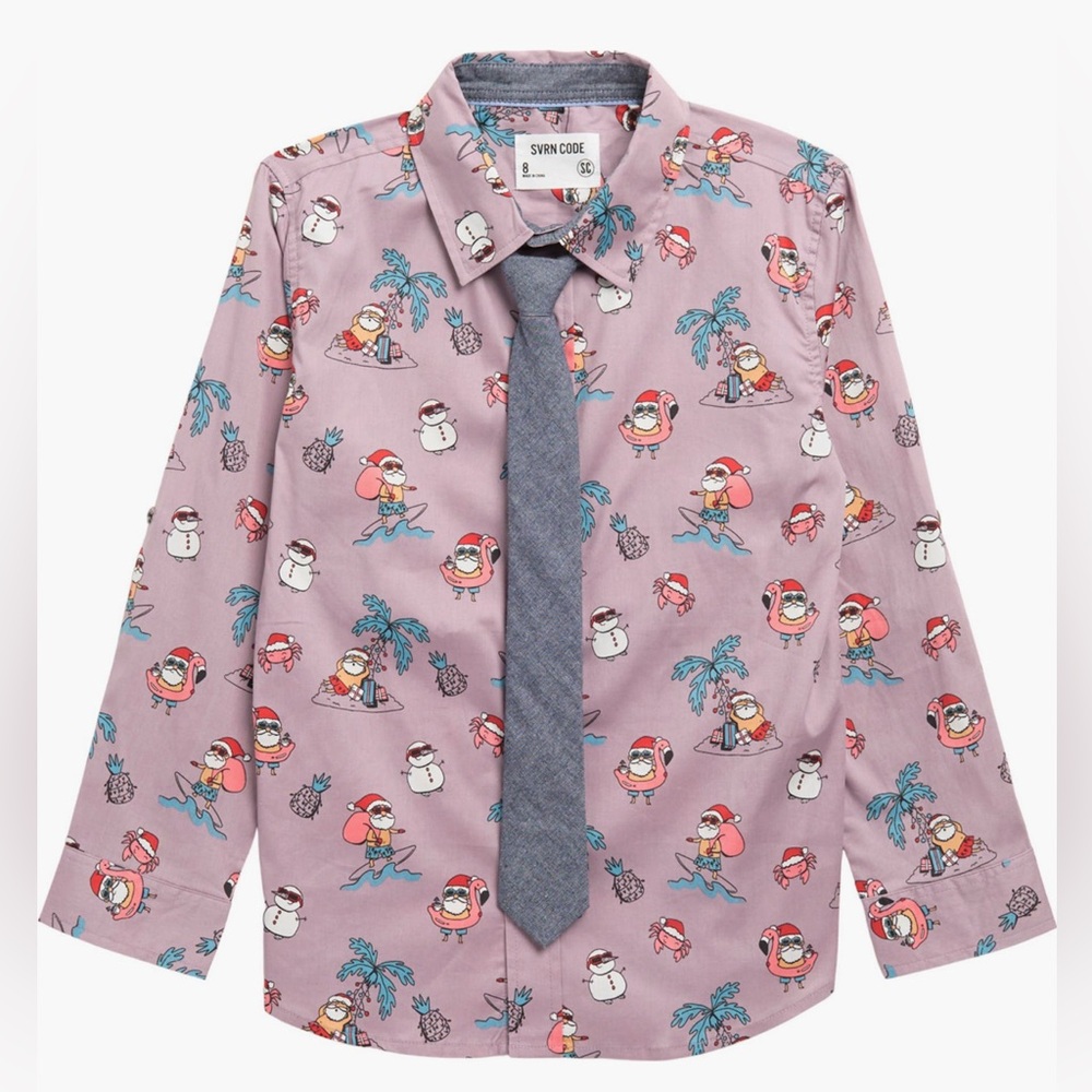 Sovereign Code Boys Christmas Shirt Tie NWT